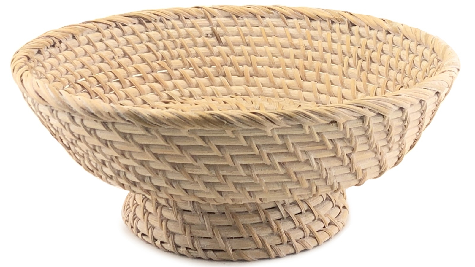 Nova Star White Wash Rattan Fruit Bowl with Stand