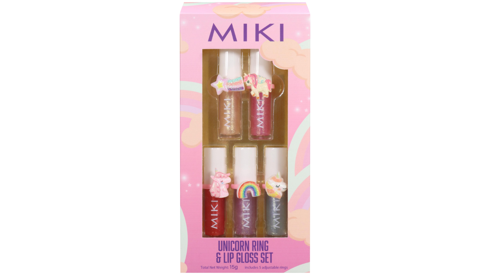 Miki Unicorn Lip Gloss with Ring Set
