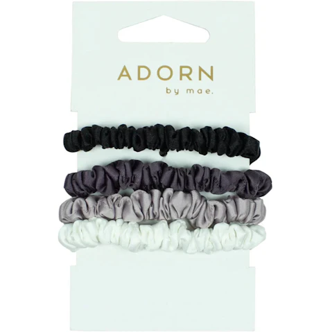 Adorn by Mae 5 Piece Assorted Grey Elastics Slim Scrunchie