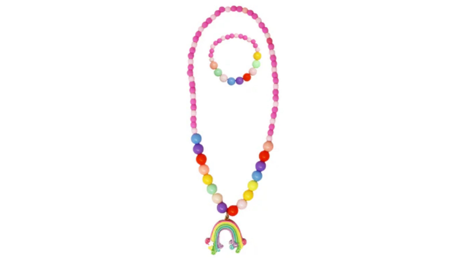 Pink Poppy Rainbow Cloud Necklace and Bracelet Set