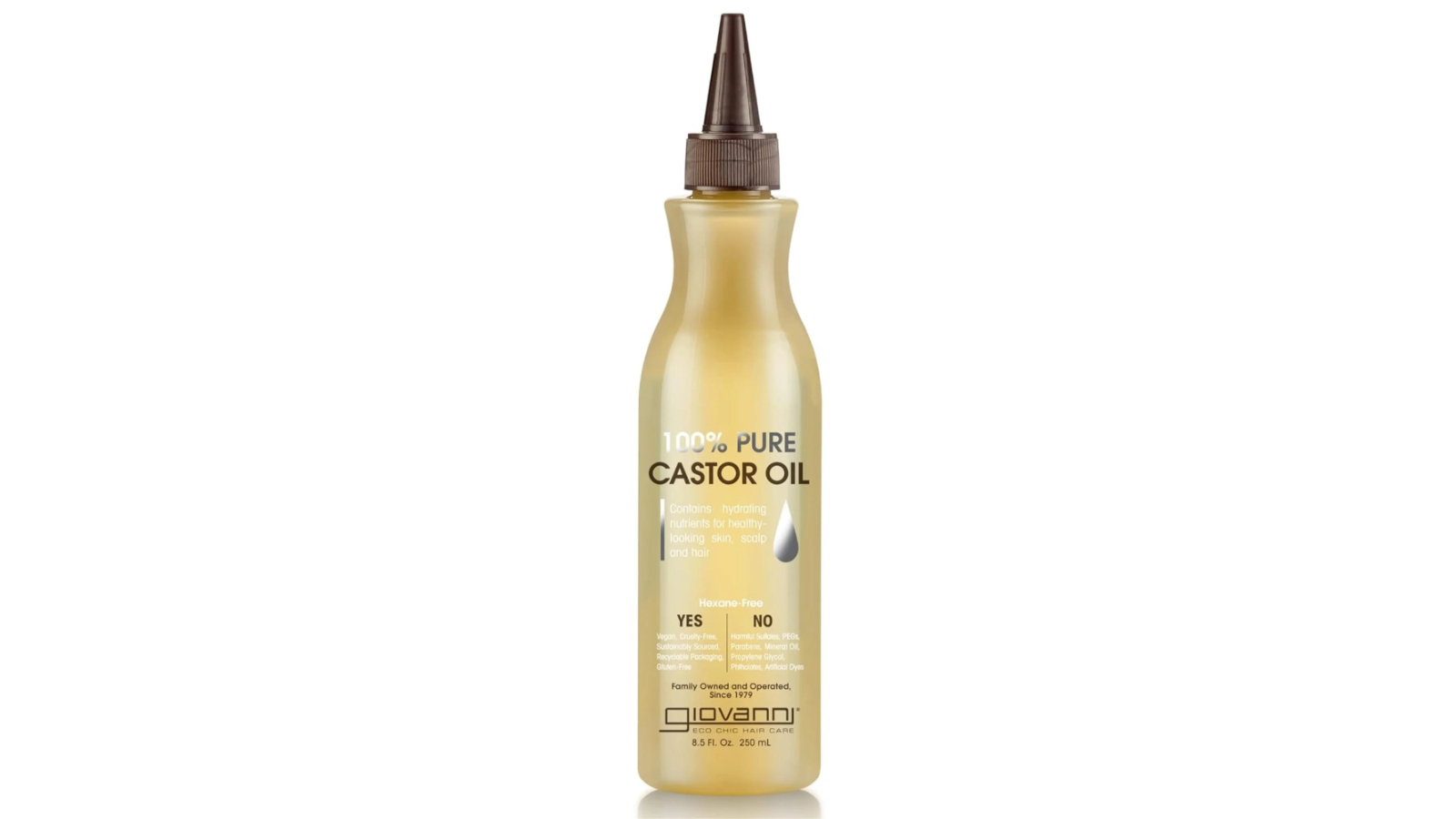 Giovanni 100 Percent Pure Castor Oil for Hair Skin and Scalp - 250ml