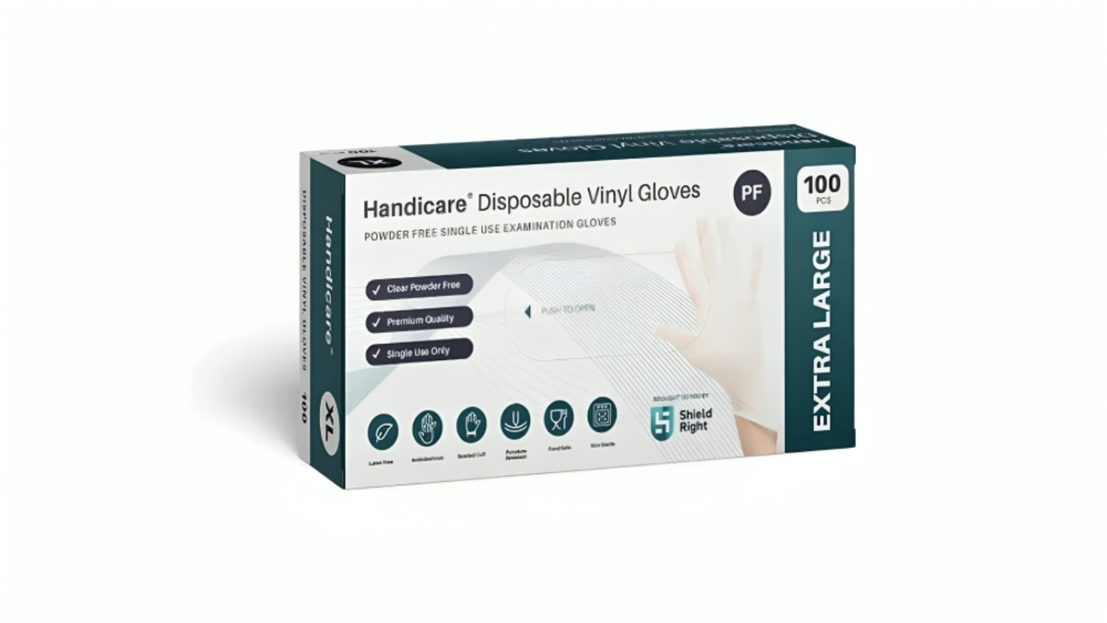 Handicare 100 Piece X-Large Latex-Free Powder Vinyl Glove