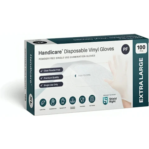 Handicare 100 Piece X-Large Latex-Free Powder Vinyl Glove