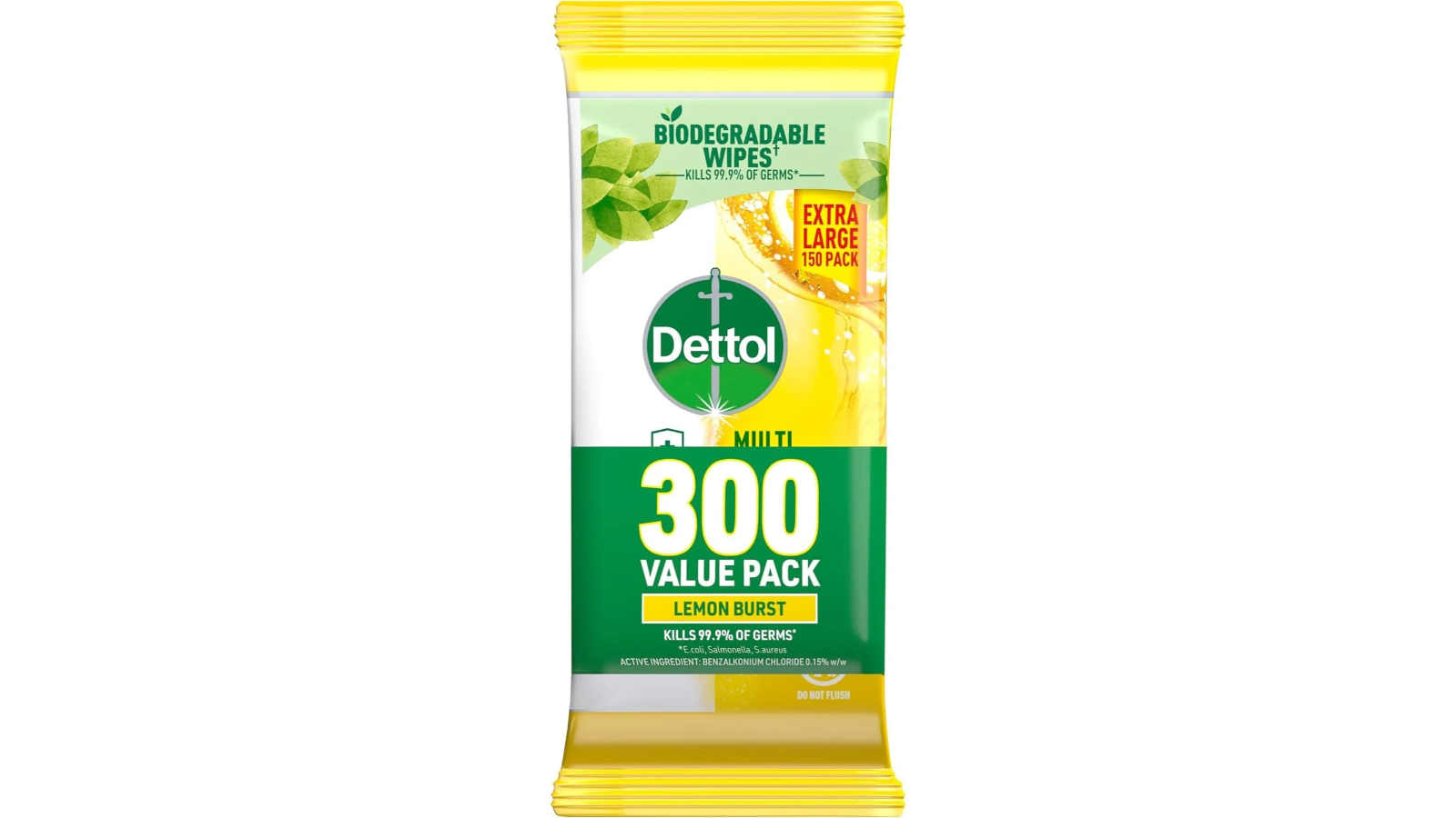 Dettol 300 Pieces Antibacterial Multi-Purpose Surface Wipes - Lemon Lime