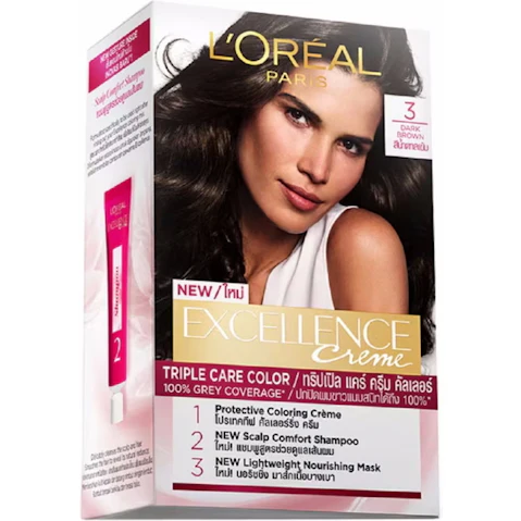 L'Oreal Paris Excellence Creme Permanent Hair Colour - 3 Darkest Brown