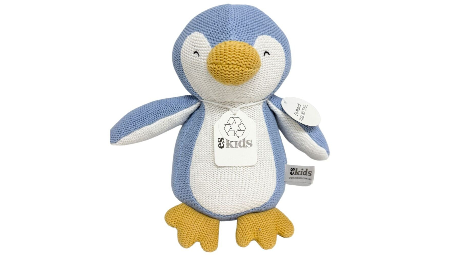 ES Kids 29cm Knit Musical Penguin - Blue