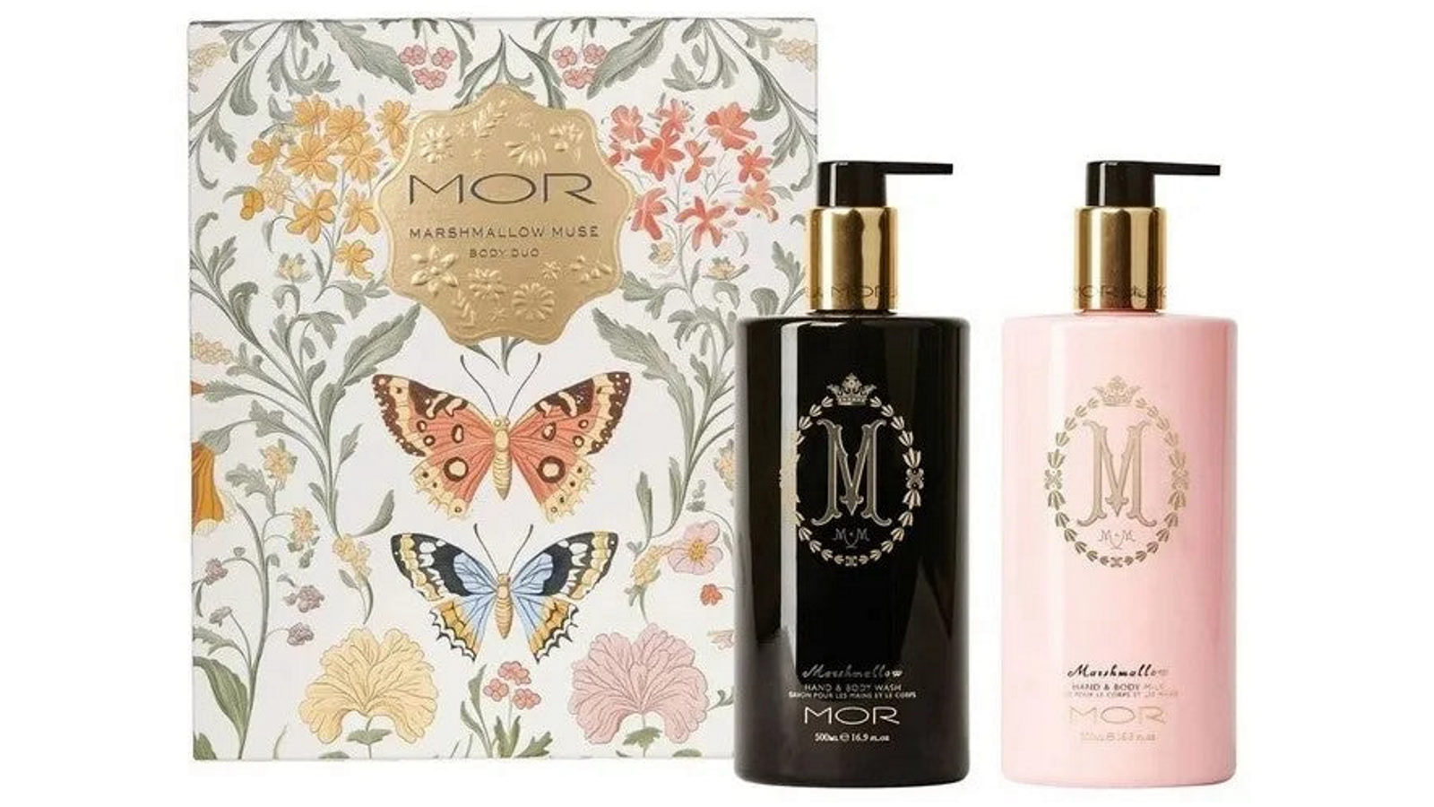 Mor 2 x 500ml Marshmello Body Duo Muse Hand and Body Wash and Milk Set