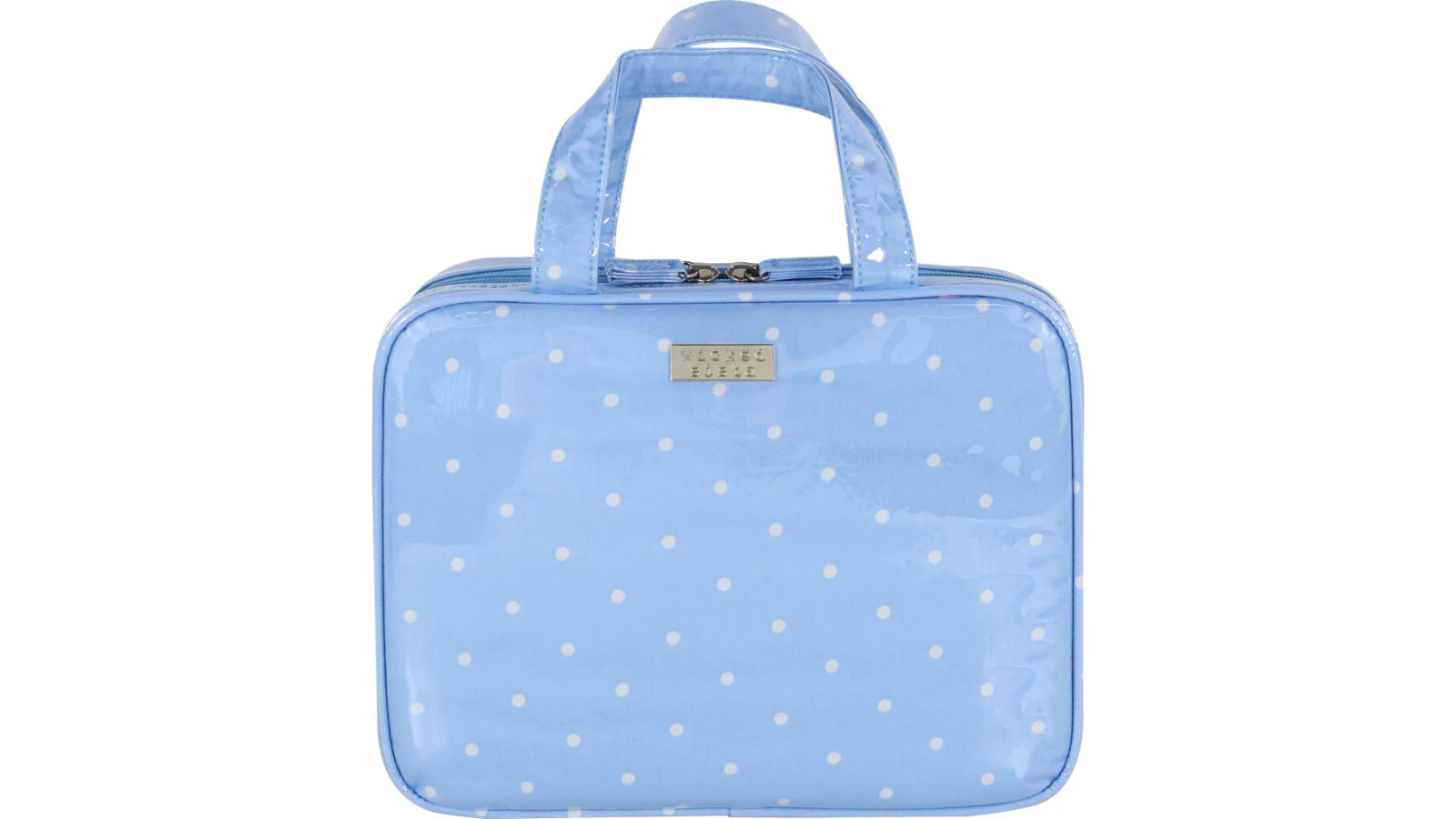 Wicked Sista Pale Blue Polka Dot Hold All Cosmetic Bag - Large