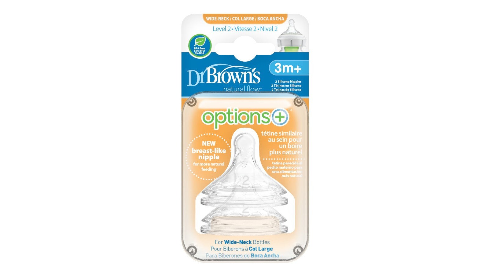 Dr. Brown's Options+ Wide Neck Bottle Teats Level 4 for Babies 9month+ - Pack of 2