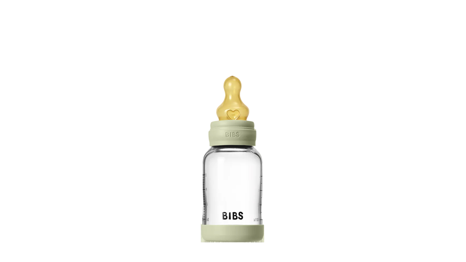Bibs Glass 120ml Latex Slow Flow Baby Bottle - Sage