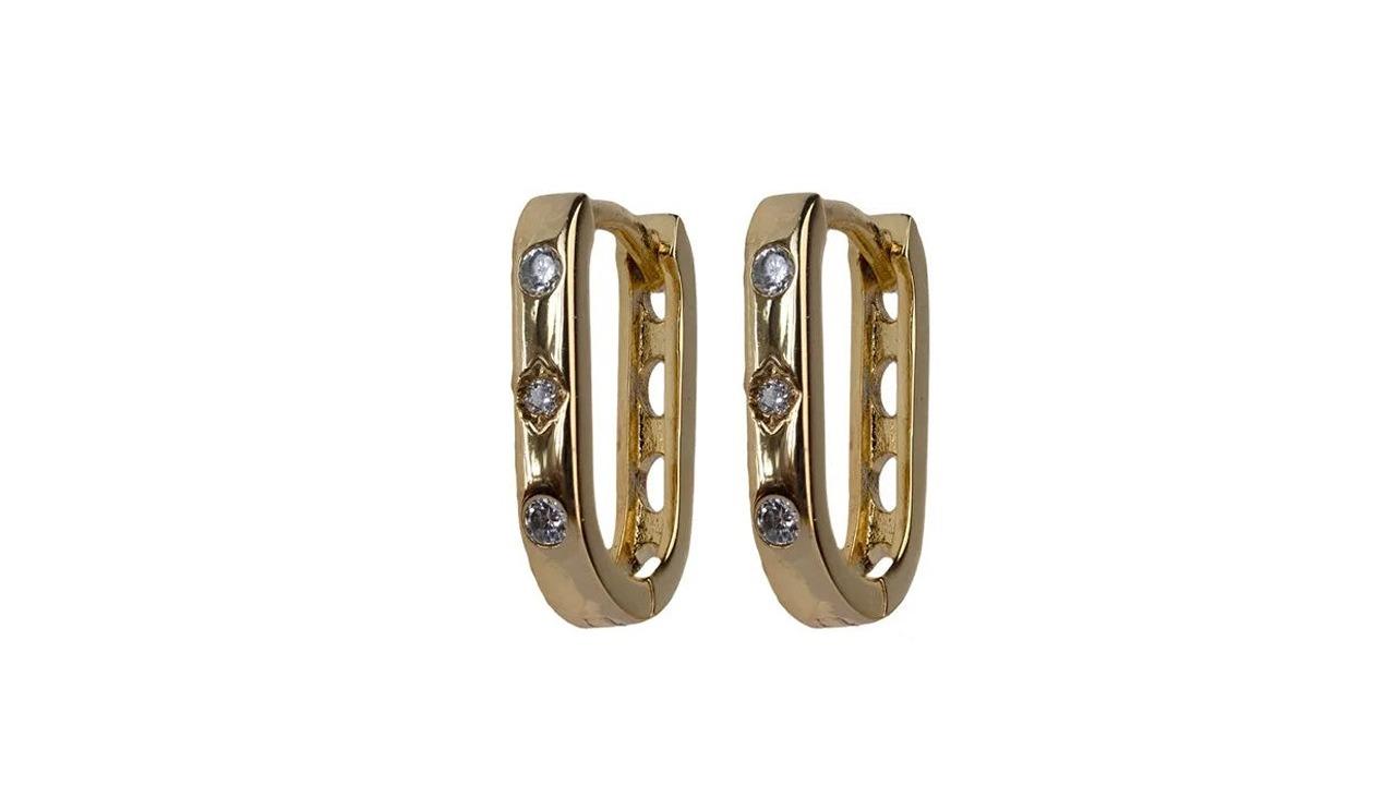 Adnohr Sensation Gold Plated Rectangle Huggie Earring