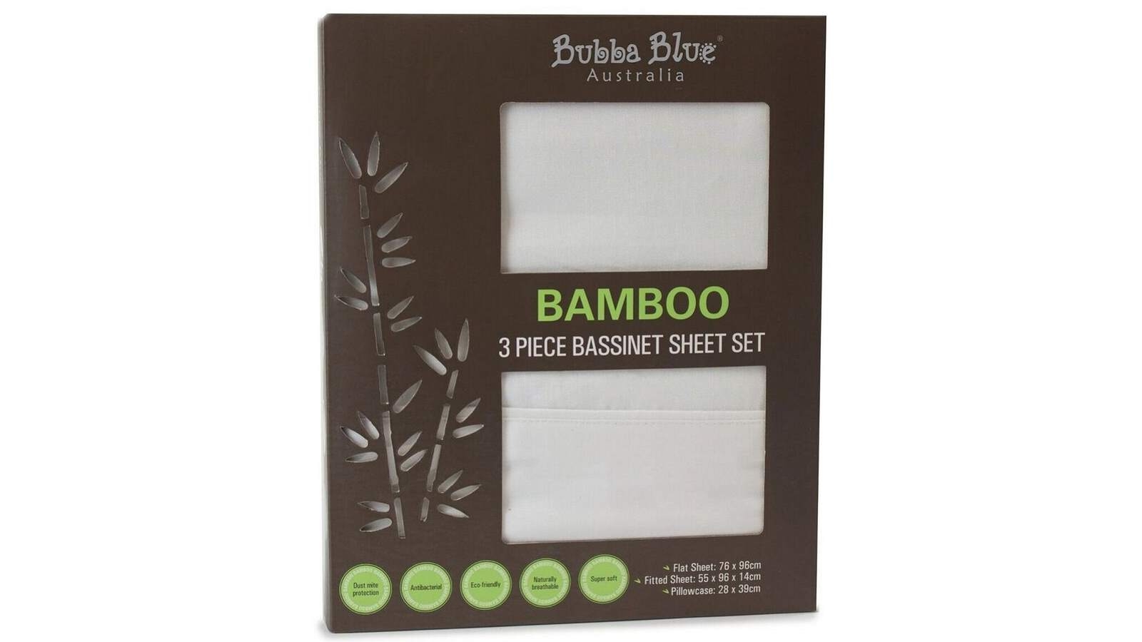 Bubba Blue Bamboo 3 Piece Bassinet Sheet Set White Harvey Norman