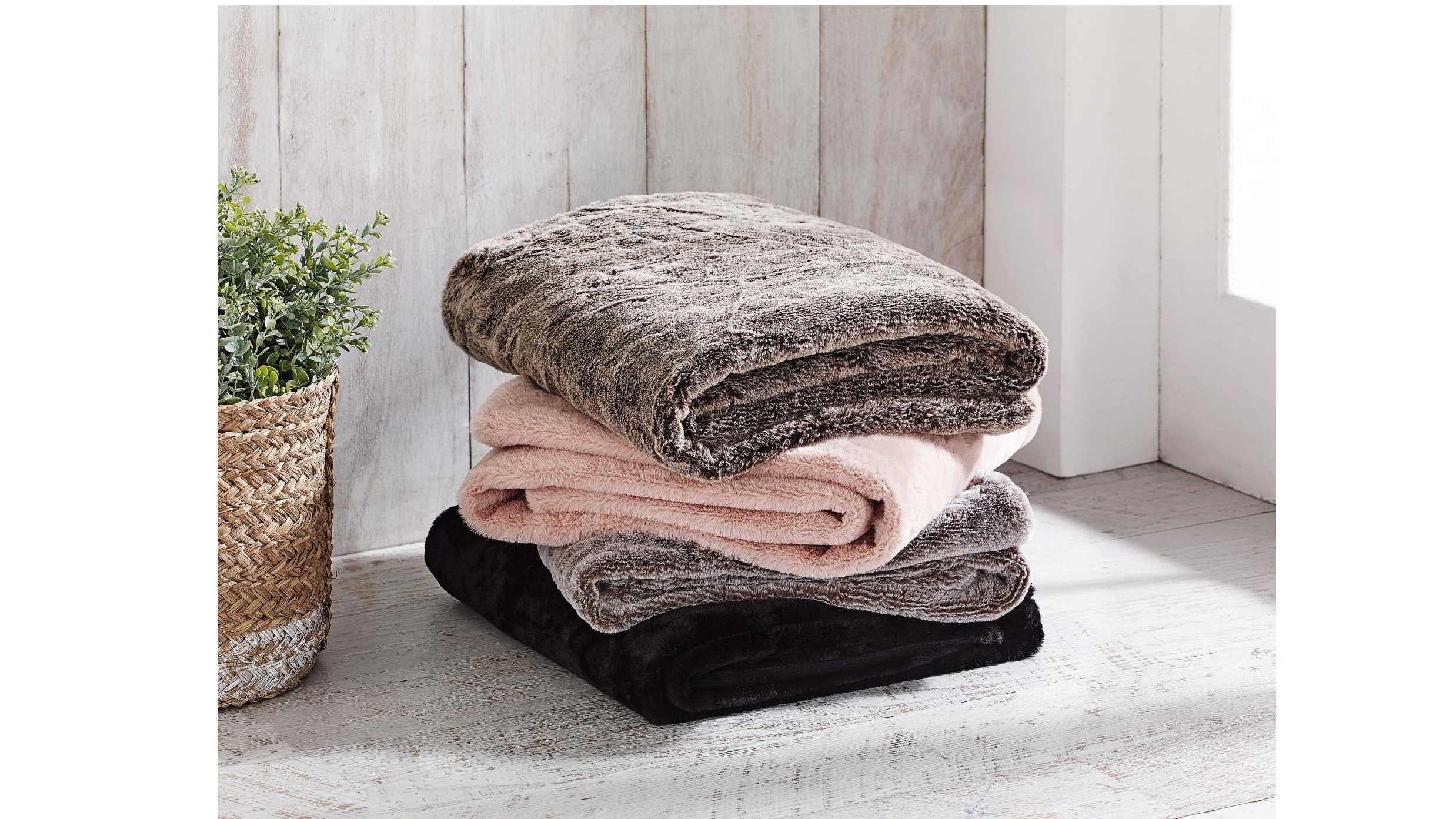 L'Avenue Faux Fur Blush Throw Harvey Norman