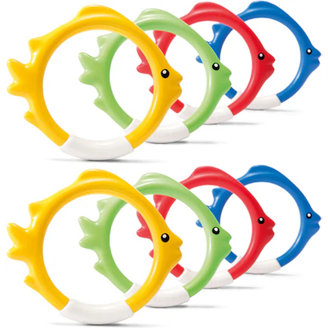Intex 8 Piece Kids Underwater Sinking Fish Rings Pool Toy