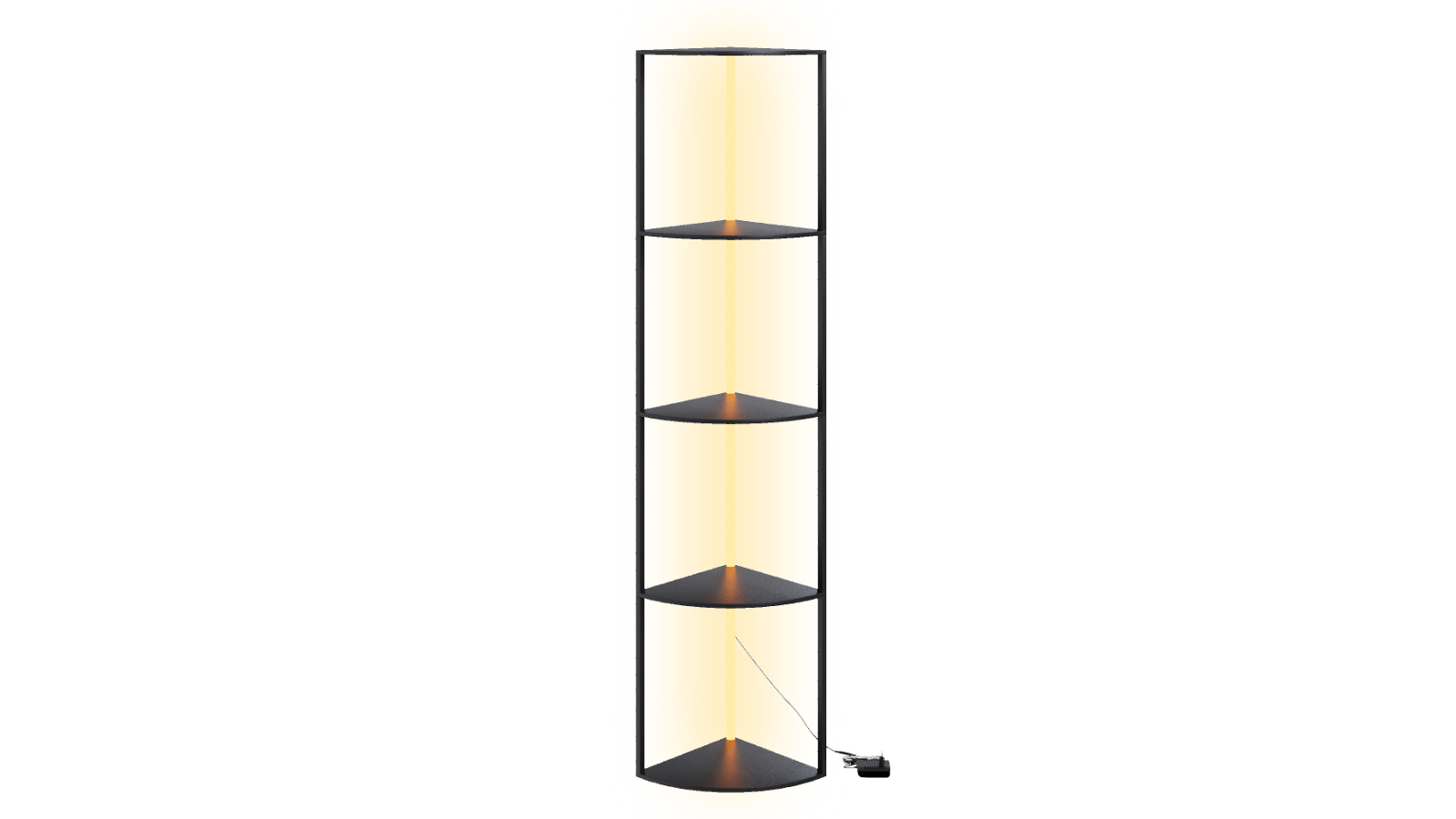 Advwin 5-Tier Corner Bookshelf Standing Storage with LED Light - Black