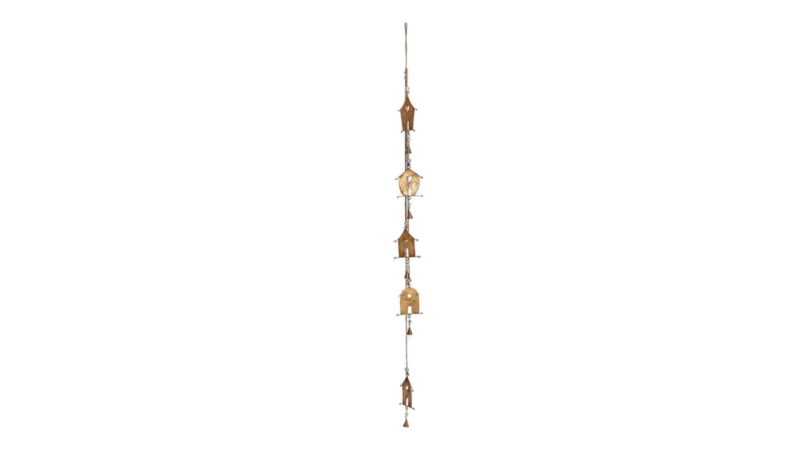 Artisan Homewares Handcrafted Houses with Bells Hanging Mobile - 15 x 2.5 x 145-161cm