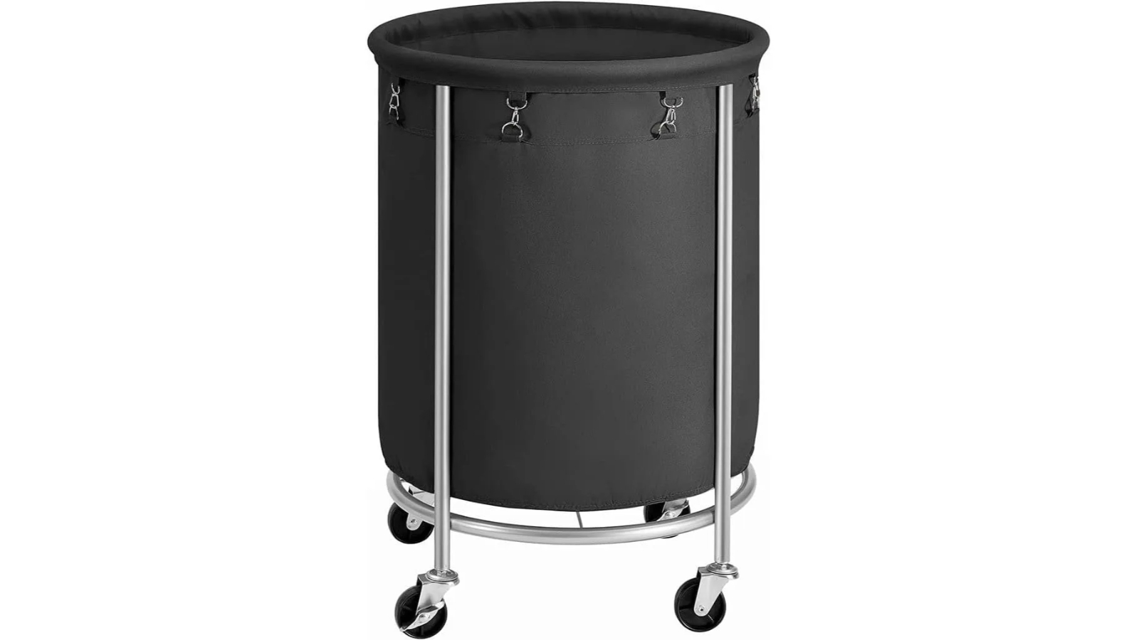 Vikus Steel Frame Laundry Basket Wheels - Black