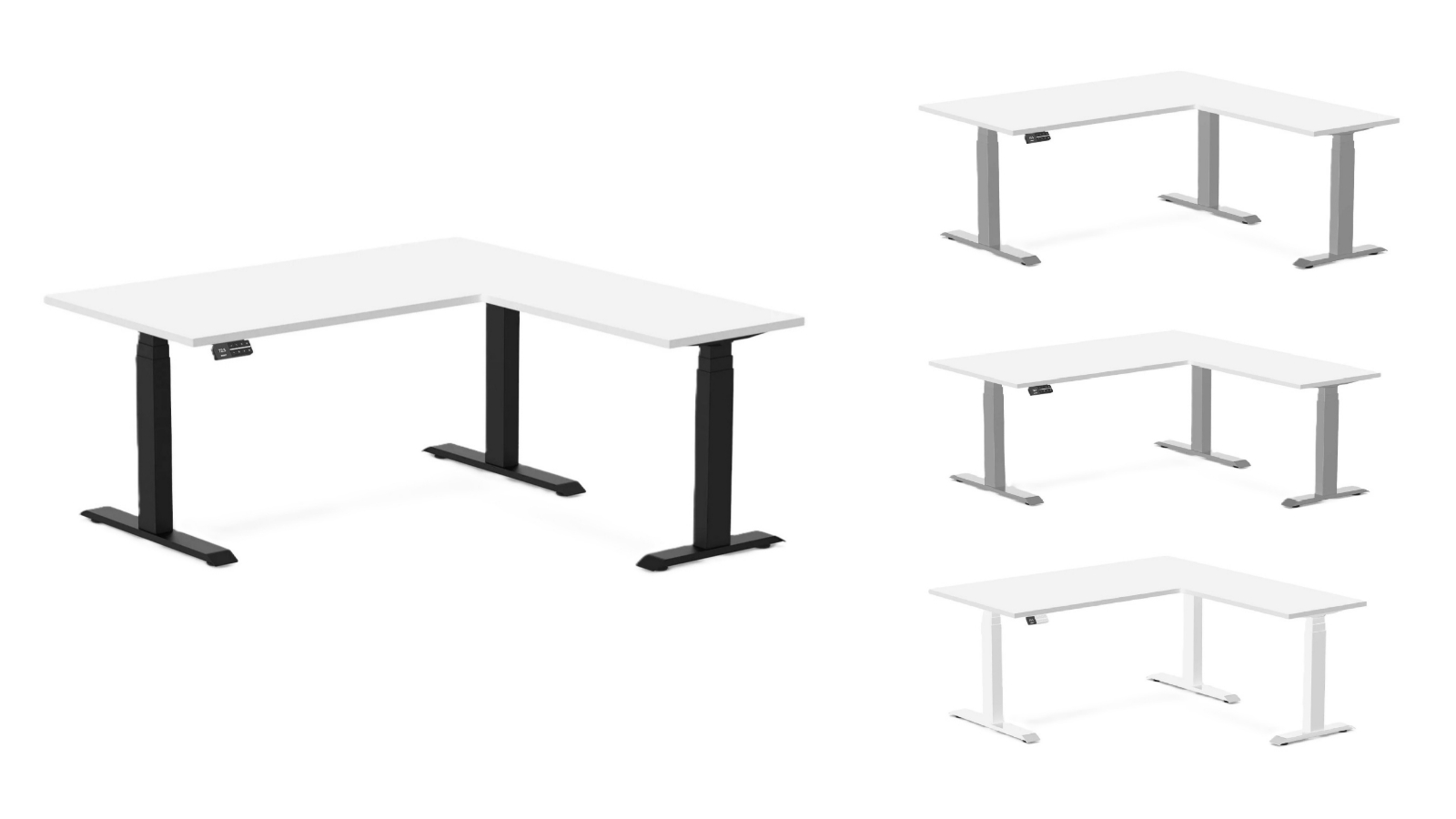 Desky White Eco L-Shape Melamine Sit Stand Desk