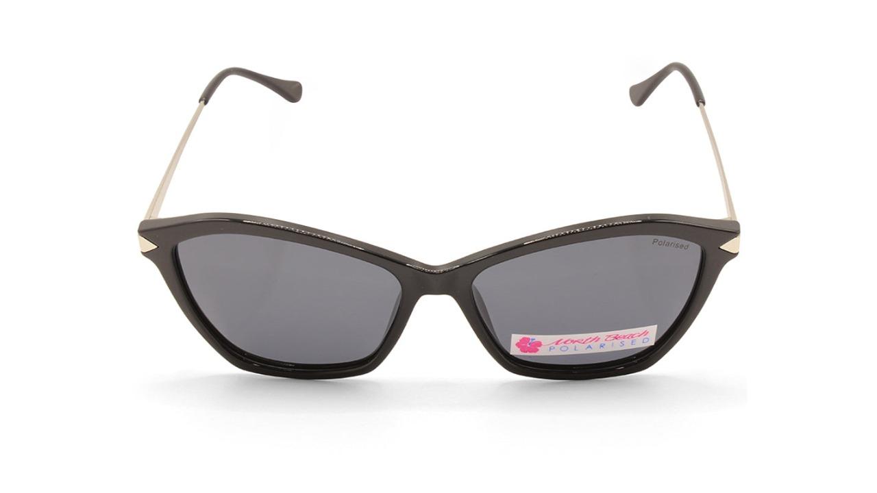North Beach 70660 Womens Mahine Polarised Sunglasses - Shiny Black/Smoke