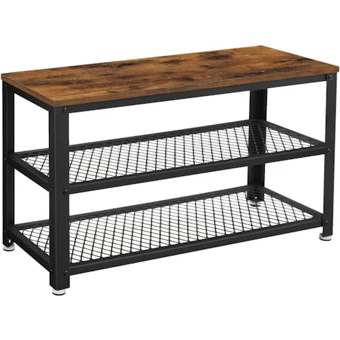 Vikus 3-Tier Shoe Rack Storage Organizer Wood Look