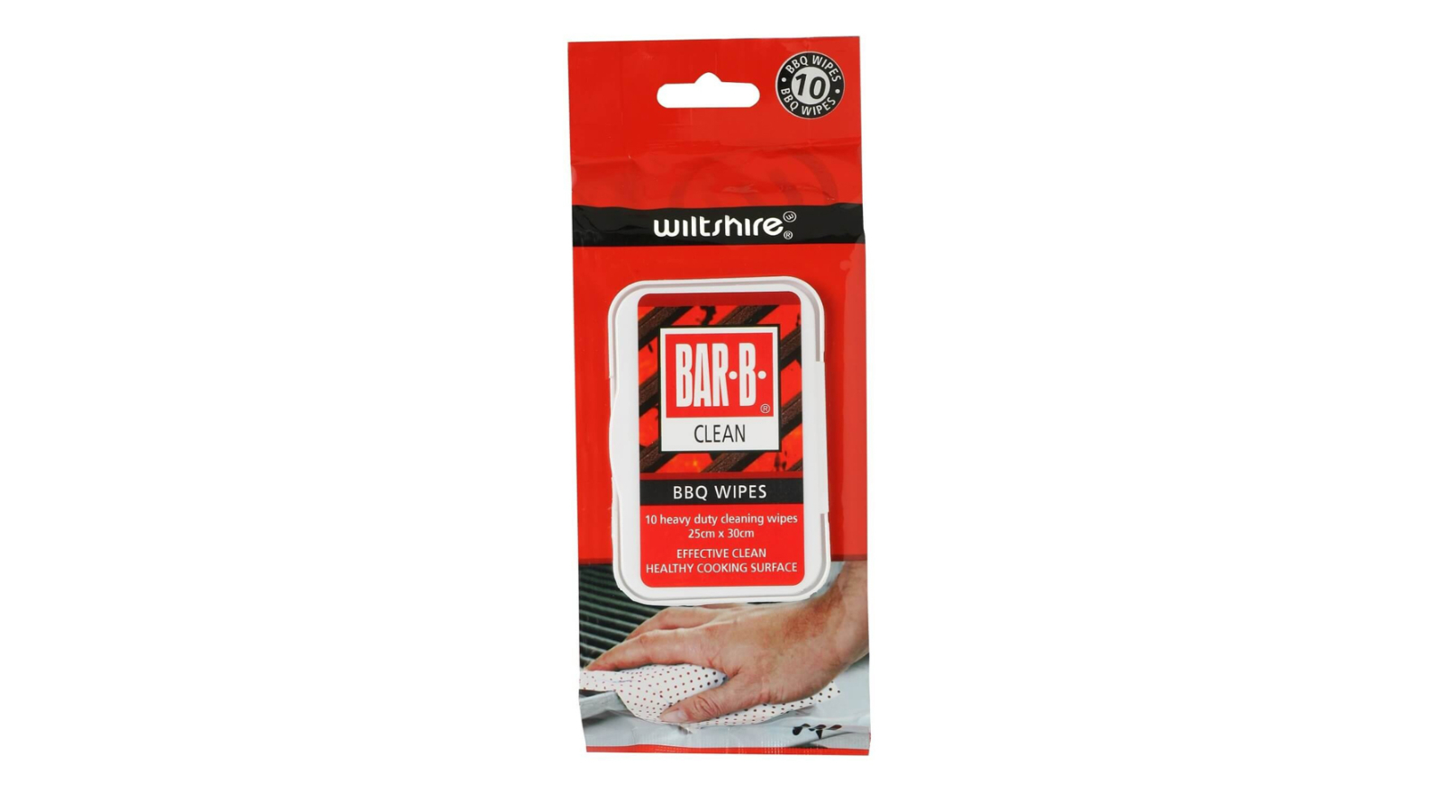 Wiltshire Pack of 10 Barbeque Grease Cleaning Hygienic Disposable Scrub Wipes - White