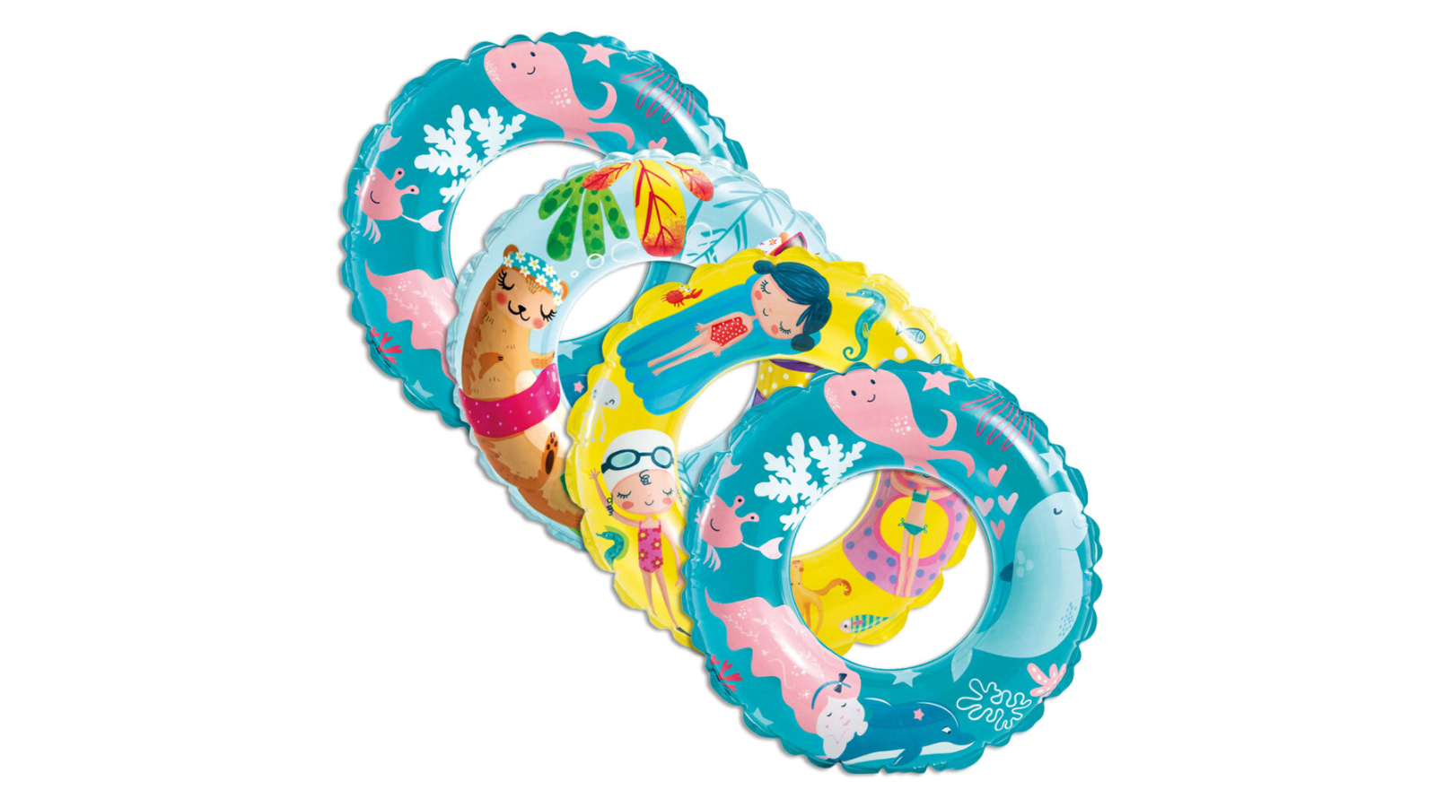 Intex 4 Piece Assorted Inflatable Round Rings Swimming Pool Tube Toy ...