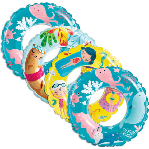 Intex 4 Piece Assorted Inflatable Round Rings Swimming Pool Tube Toy