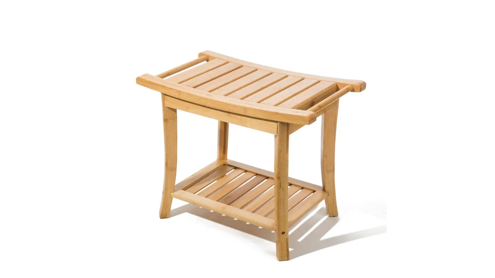 NNETM Bamboo Shower Bench with Shelf