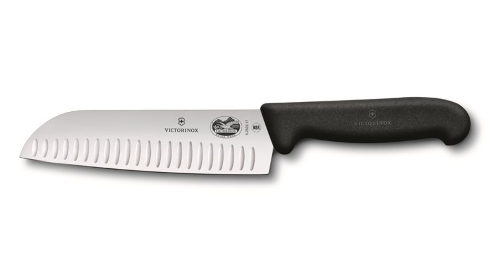 Victorinox Fibrox Fluted Edge Santoku Knife Black - 17cm