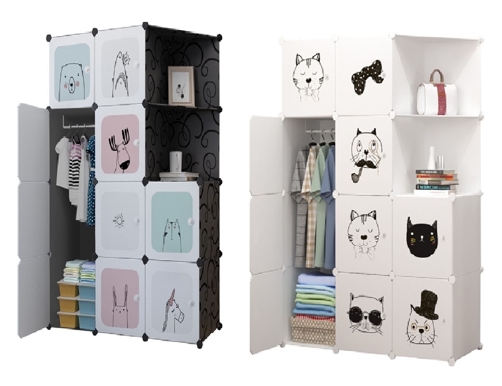 Soga 10 Cubes Cool Cat Design Storage Organiser with Doors