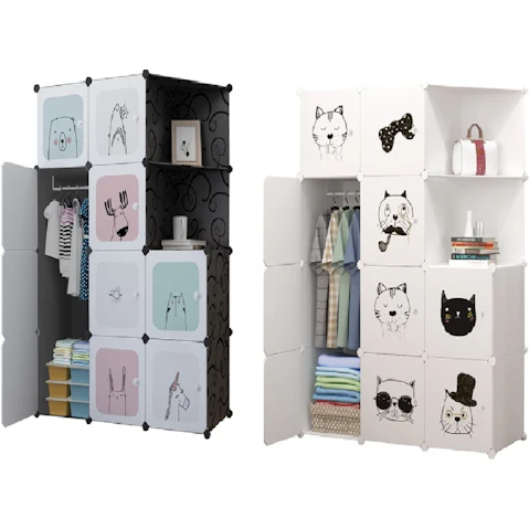 Soga 10 Cubes Cool Cat Design Storage Organiser with Doors