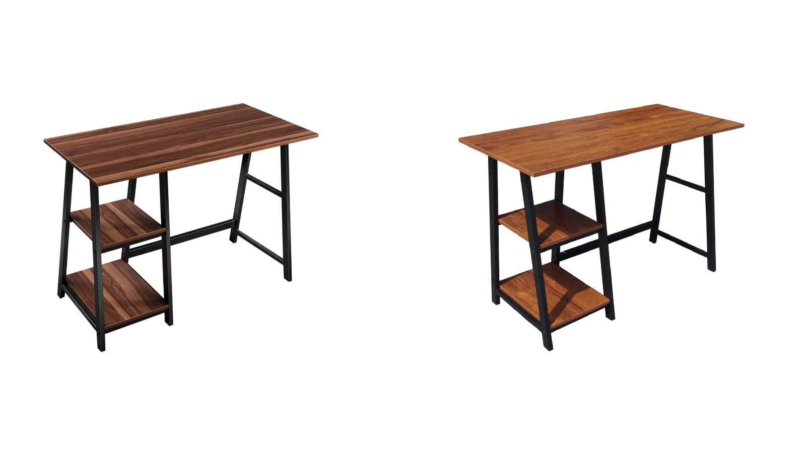 HEQS Partial Board and Metal Zetland 120 x 62 x 14cm Writing Desk with 2 Shelves