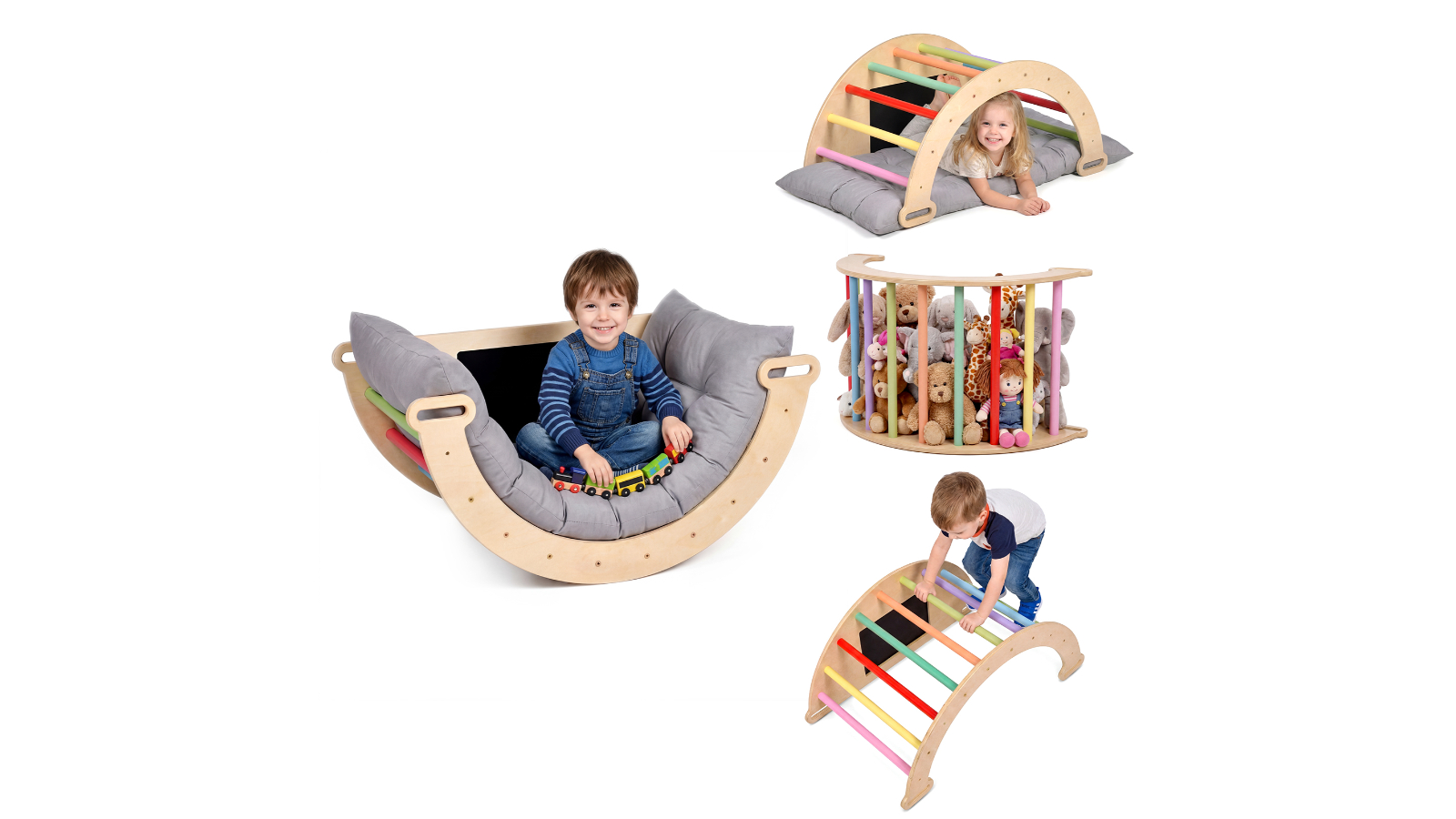 Advwin 5-in-1 Kids Climbing Arch Learning Playset