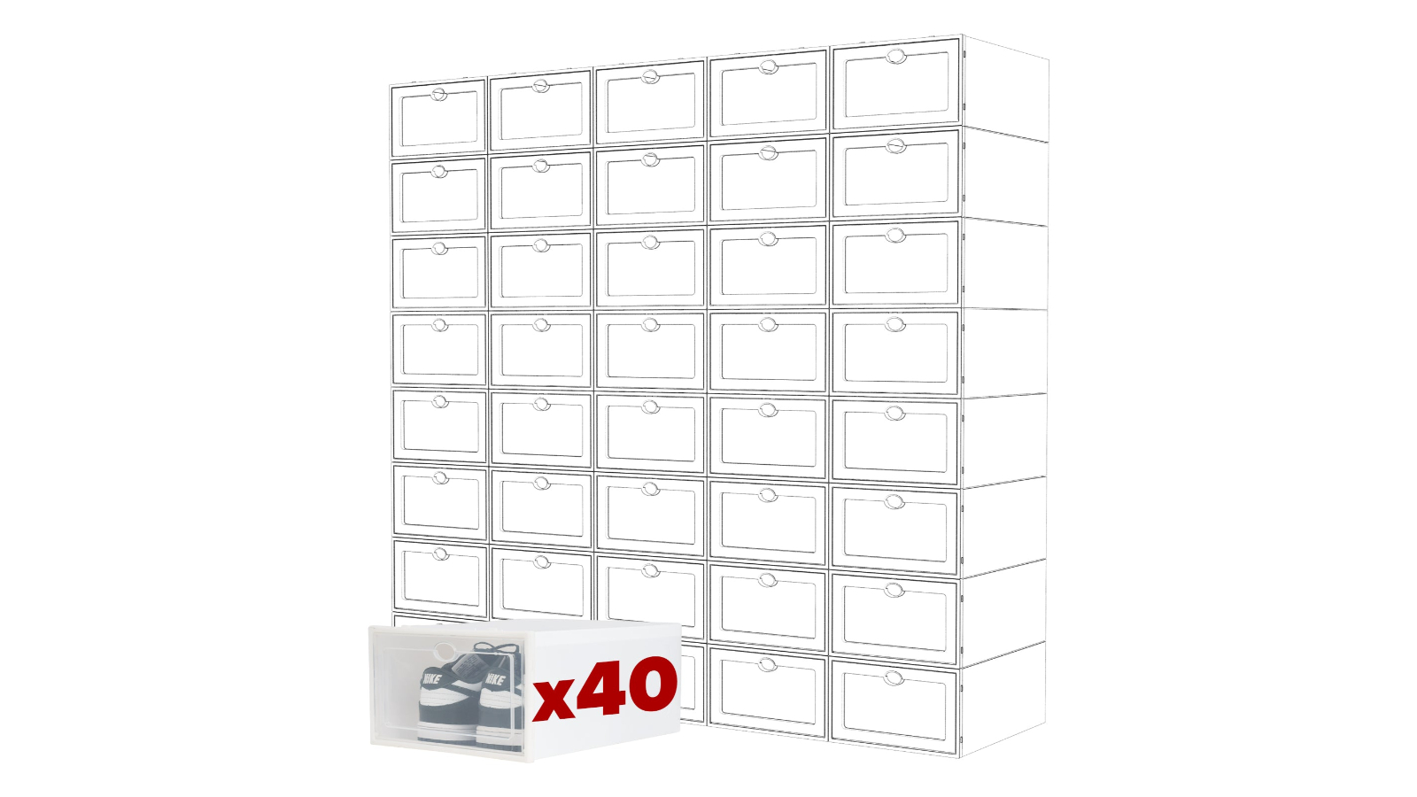 Advwin 40 Piece Plastic Shoe Box Rack Storage