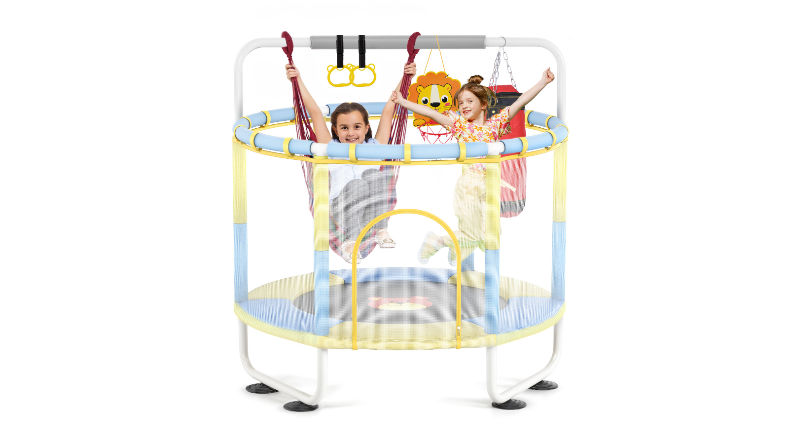 Advwin Kids Mini Trampoline with Basketball Hoop and Accessories - 55inch 