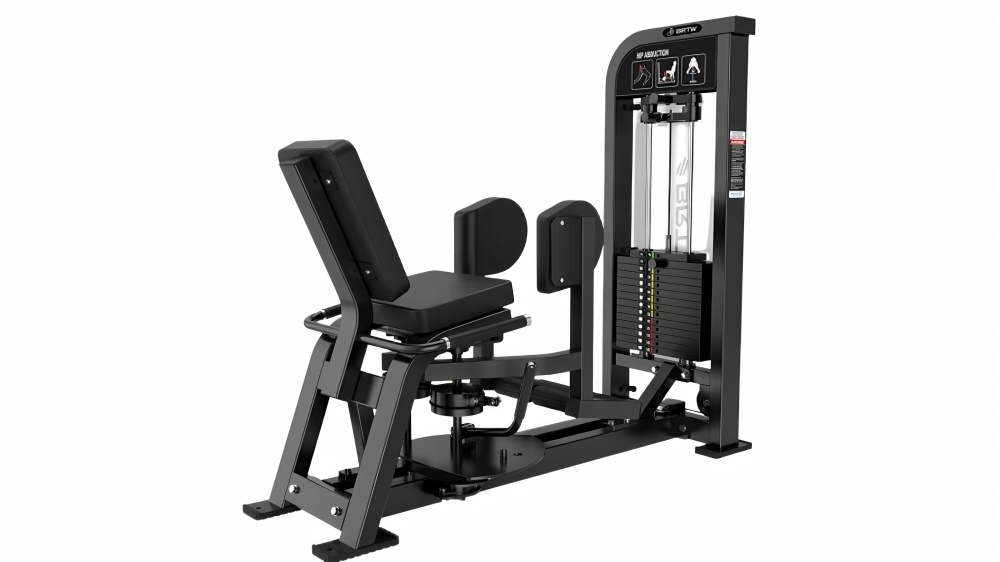 Fitness Hero HS-X Series Matte Black Frame Reload Abductor Pin Loaded Machine with Black B3 Seat
