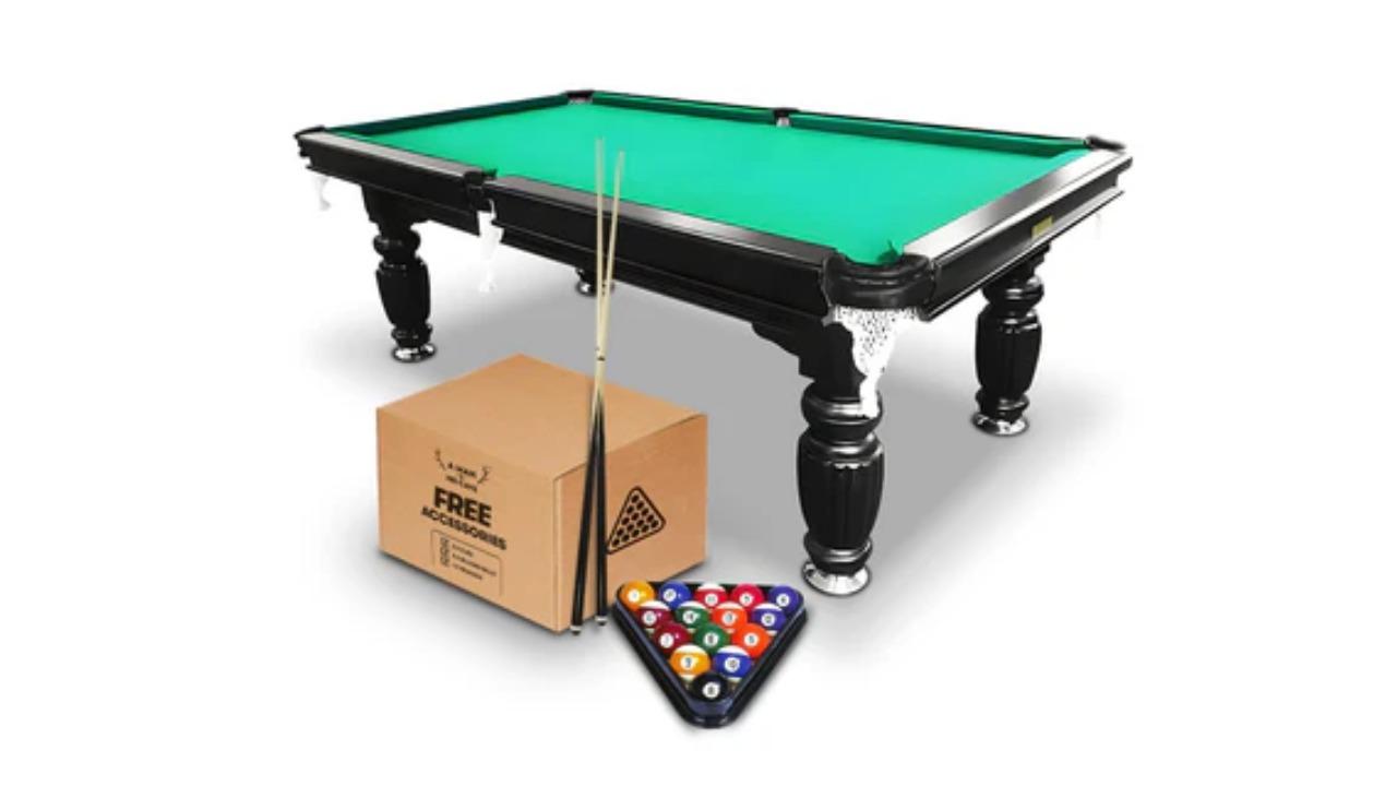 A Man and His Cave 8ft Classic Black Slate Pool Table Frame - Green Felt