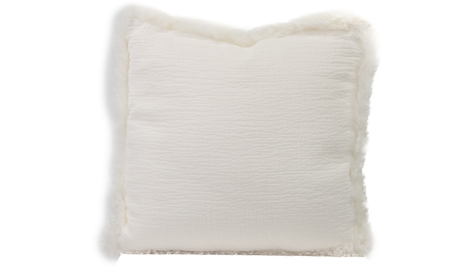 Naturally Sheepskins 45 x 45cm French Linen Cushion with Lambskin Trim - Ivory