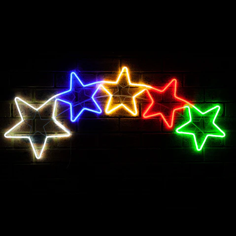 Hisen Flex Neon LED Rope Light 5 Star Christmas Decoration - 120 x 48cm