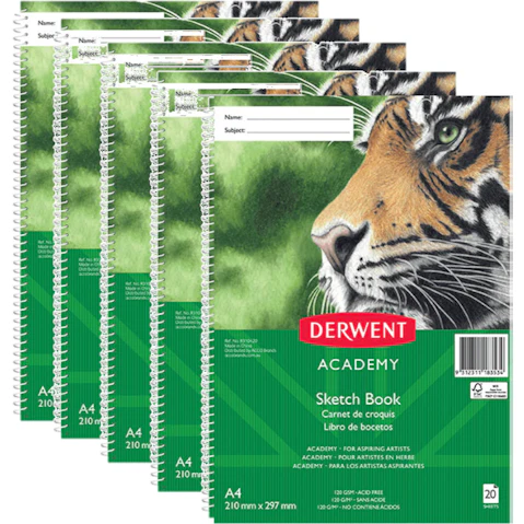 Derwent 20-Sheet A4 Academy Artist Sketch Book - Pack of 5