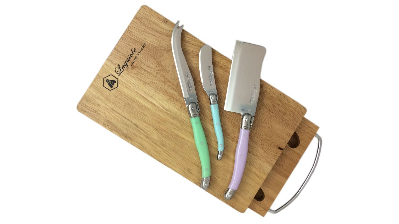 Laguiole By Louis Thiers 3 Piece Cheese Knives with Board Set - Multi-Cool