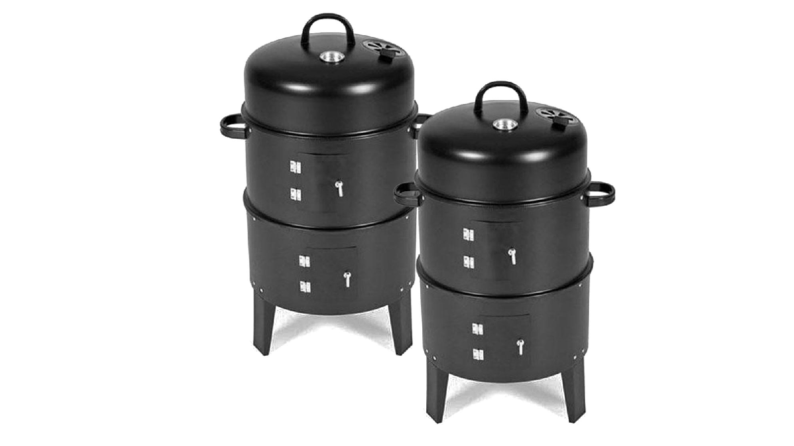 Soga 2 Piece 3-in-1 Outdoor Charcoal BBQ Grill and Smoker for Camping