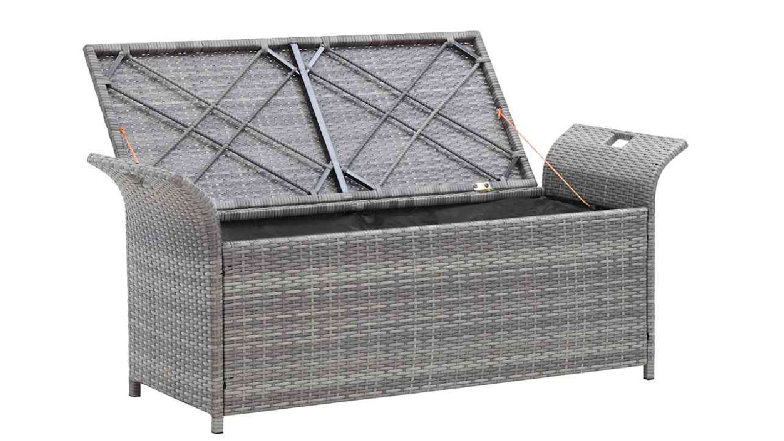 VidaXL 138 cm Poly Rattan Storage Bench with Cushion - Grey 