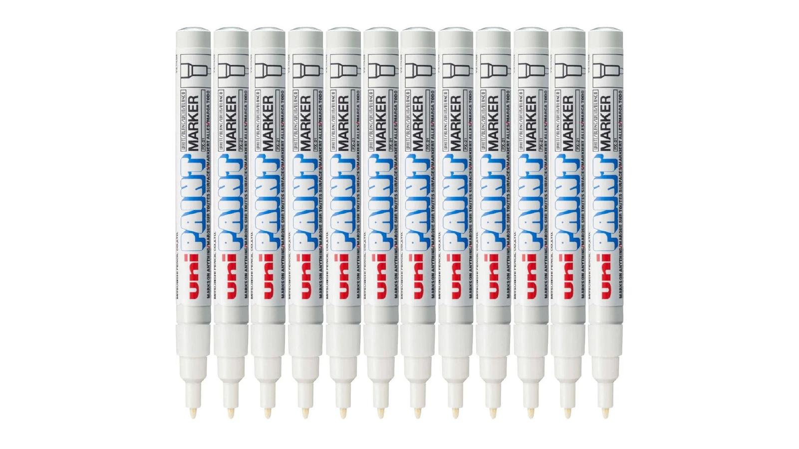 Uni Ball box of 12 PX-21 1.2mm Paint Marker Bullet Tip - White