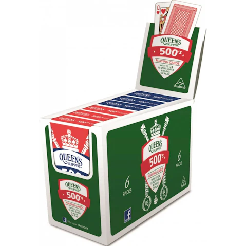Queens Slipper 6 Decks 500s Playing Card - Blue/Red