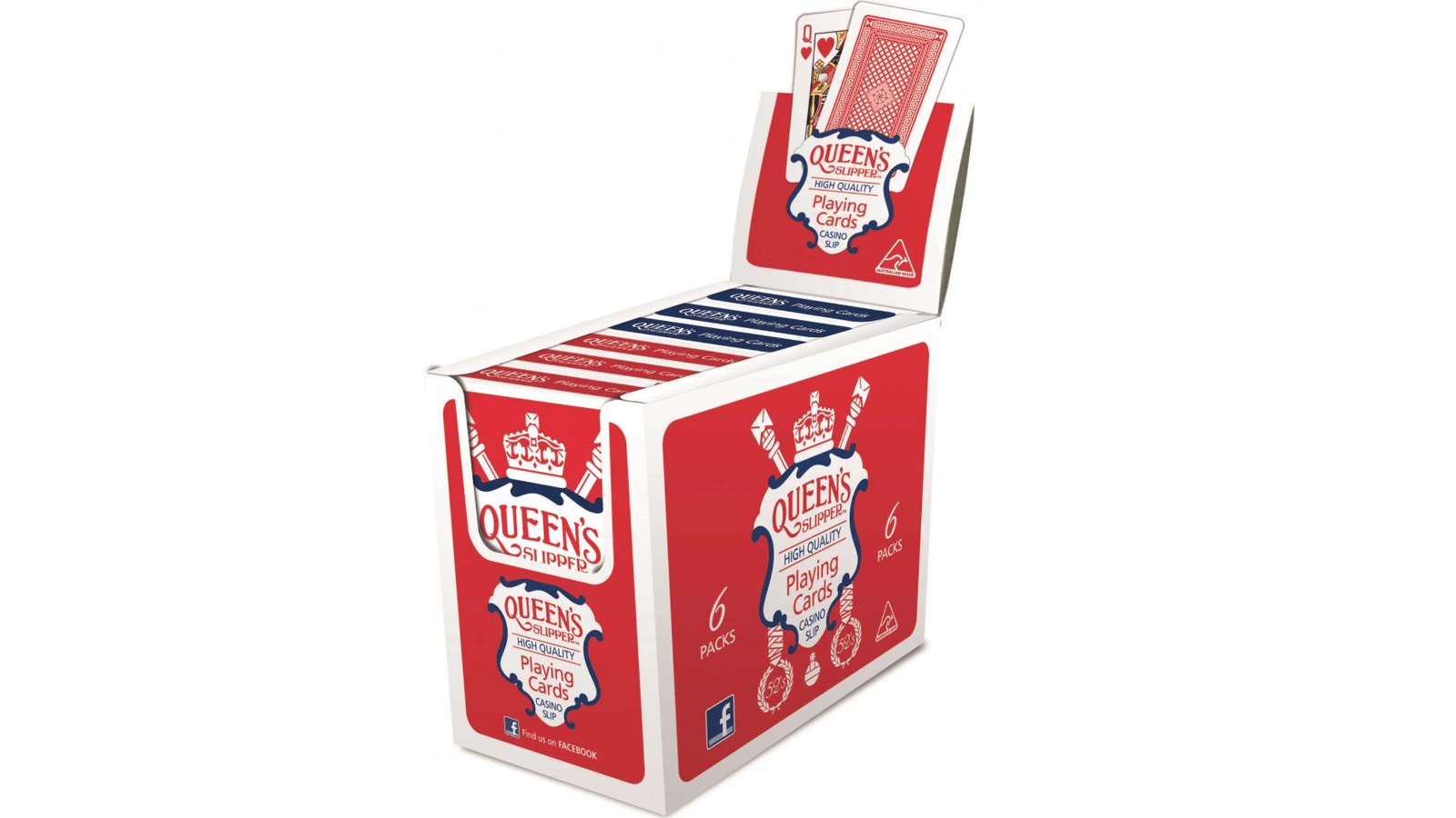 Queens Slipper 6 Decks 52s Playing Card - Blue/Red
