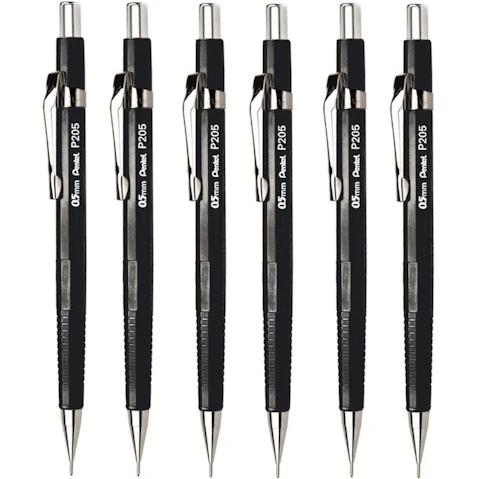 Pentel Pack of 6 P205 Mechanical Drafting Pencil 0.05cm Pacer Metal Tip