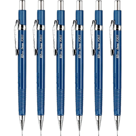 Pentel Pack of 6 P207 Mechanical Drafting Pencil 0.07cm Pacer Metal Tip