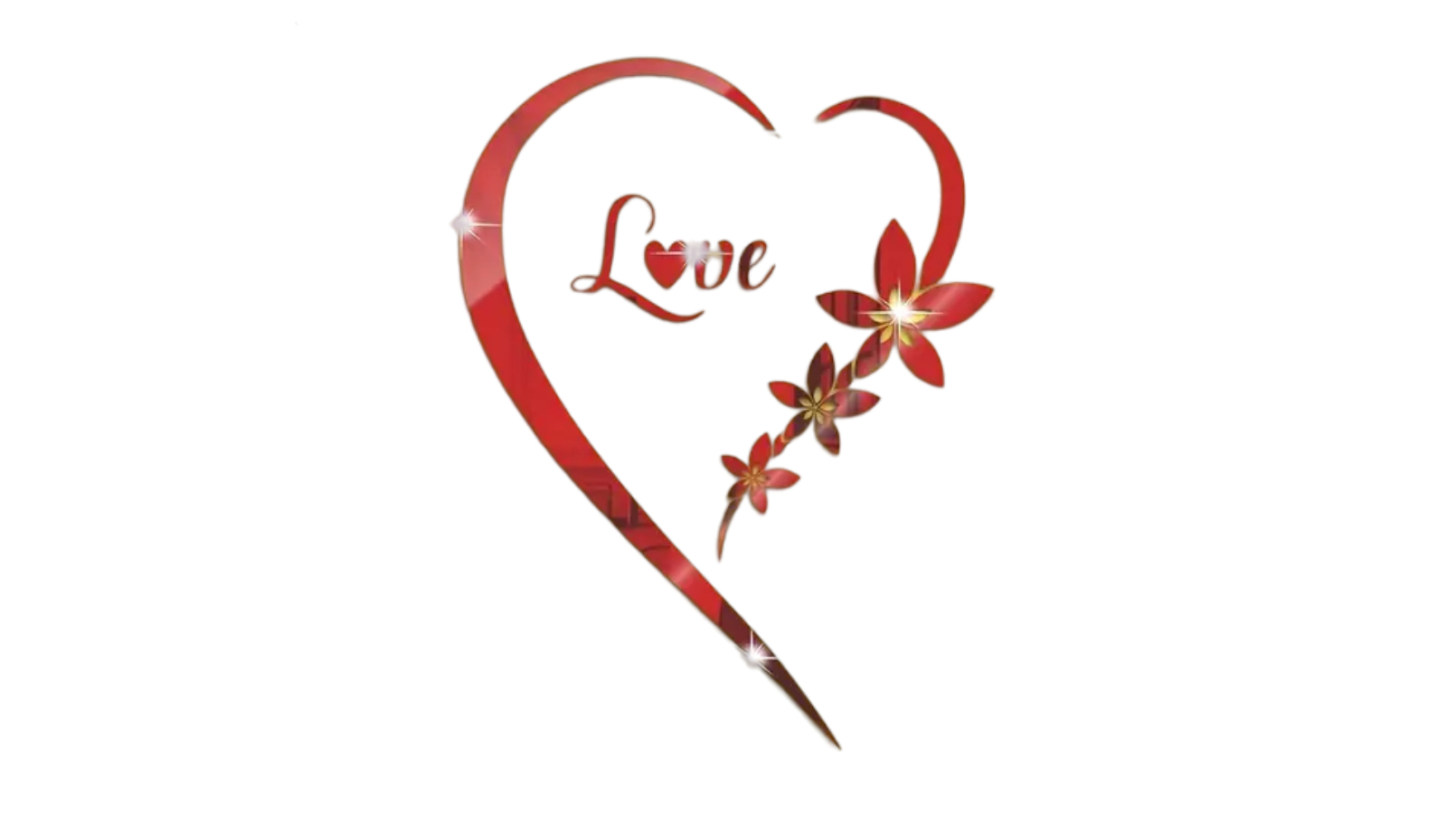 TM Romantic Love Heart Mirror Wall Sticker Set - Red
