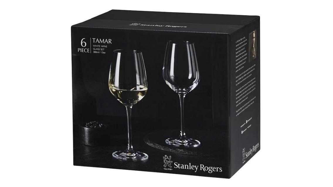 Stanley Rogers Set of 6 White Tamar Wine Glasses - 388ml